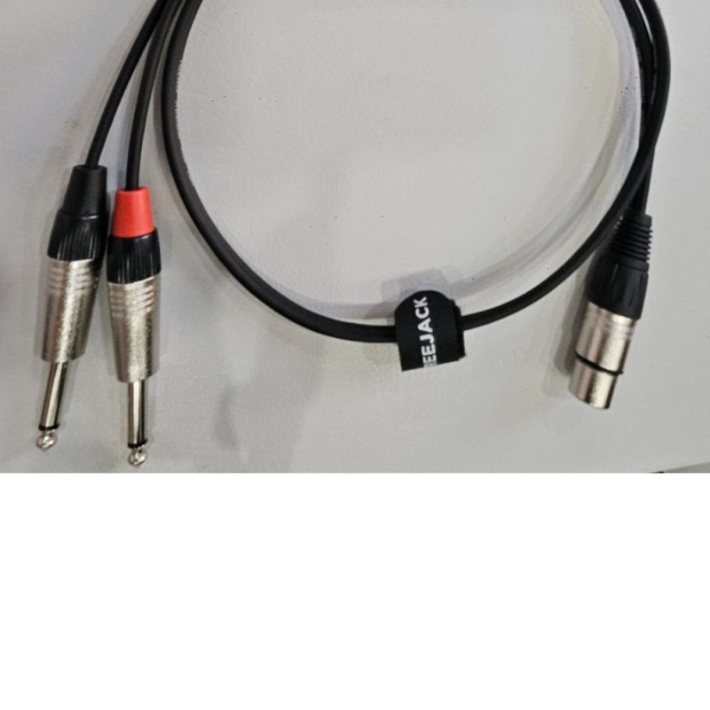 XLR F - 2x6.3 M TS 1M Black audio link cable OFC