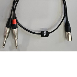 XLR M - 2x6.3 M TS 1M Black audio link cable OFC